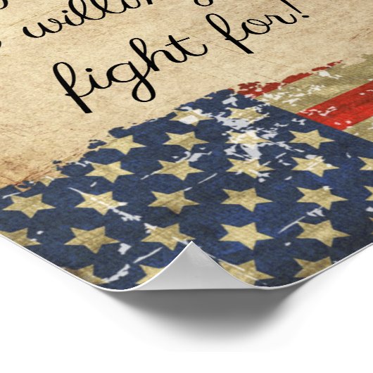 ヴィンテージスタイルパトリオットアメリカ国旗の自由引用文 ポスター (角)
