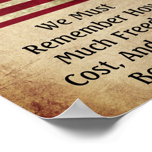 ヴィンテージスタイルパトリオットアメリカ国旗の自由引用文 ポスター (角)