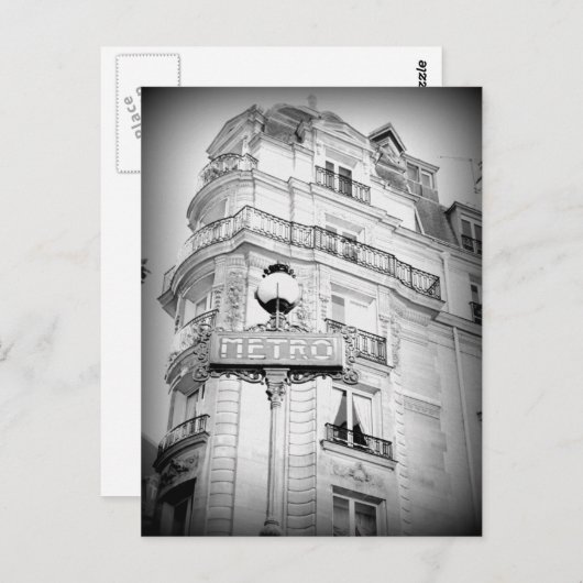 ヴィンテージスタイルパリポストカードメトロサイン ポストカード (正面/裏面)