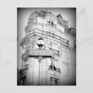 ヴィンテージスタイルパリポストカードメトロサイン ポストカード