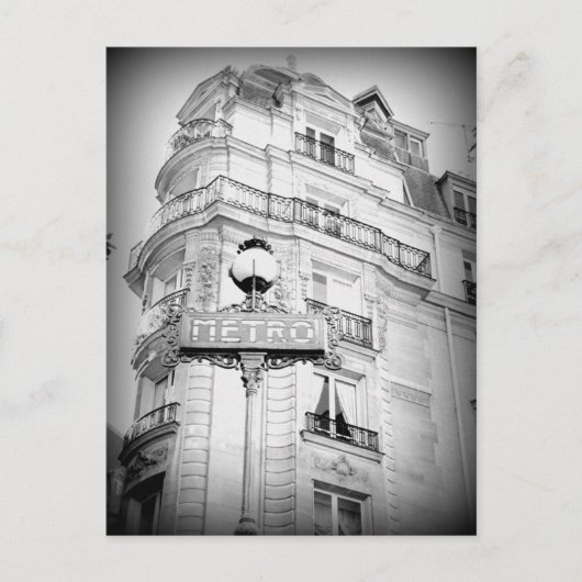 ヴィンテージスタイルパリポストカードメトロサイン ポストカード (正面)
