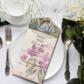 ヴィンテージスタイルパープルオーキッドフォトメールWebサイト オールインワン招待状