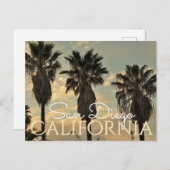 ヴィンテージスタイルパームツリーズサンディエゴカリフォルニア ポストカード (正面/裏面)