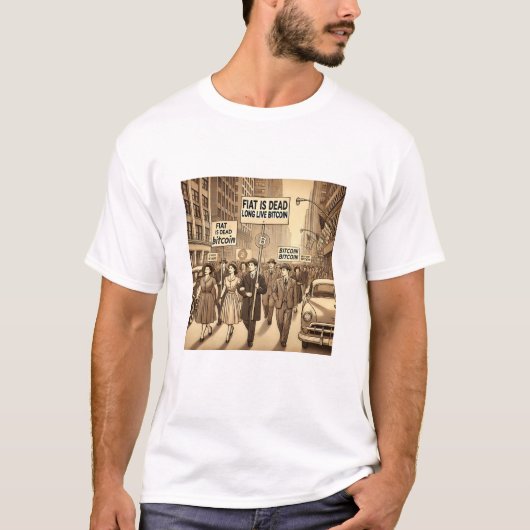 ヴィンテージスタイルビットコイン暗号通貨デザイン Tシャツ (正面)