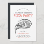 ヴィンテージスタイルピザパーティー |誕生日週末 招待状 (正面/裏面)