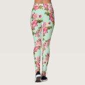 ヴィンテージスタイルピンクと緑のフローラレギンス レギンス (裏面)