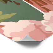 ヴィンテージスタイルピンクのさくらんぼ花 ポスター (角)