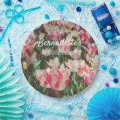 ヴィンテージスタイルピンクの縁付きチューリップ ペーパープレート (パーティー)