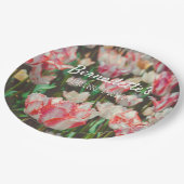 ヴィンテージスタイルピンクの縁付きチューリップ ペーパープレート (アングル)