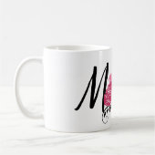 ヴィンテージスタイルピンクの花momコーヒーカップ コーヒーマグカップ (左)