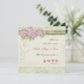 ヴィンテージスタイルピンクアジサイ – 結婚式招待状 招待状 (スタンド正面)