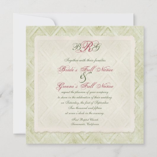 ヴィンテージスタイルピンクアジサイ – 結婚式招待状 招待状 (裏面)