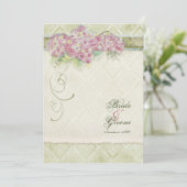 ヴィンテージスタイルピンクアジサイ – 結婚式招待状 招待状 (スタンド正面)