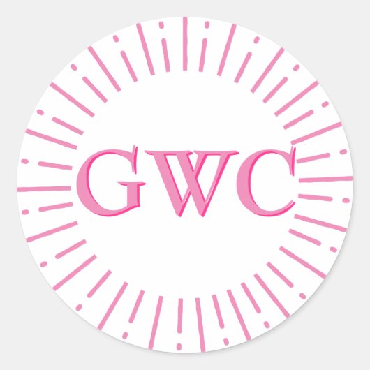 ヴィンテージスタイルピンクサンバーストカスタムモノグラム ラウンドシール (正面)