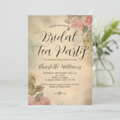 ヴィンテージスタイルピンクローズブライダルティーパーティー 招待状 (スタンド正面)