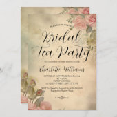 ヴィンテージスタイルピンクローズブライダルティーパーティー 招待状 (正面/裏面)