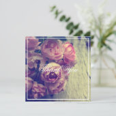 ヴィンテージスタイルピンクローズ サンキューカード (スタンド正面)