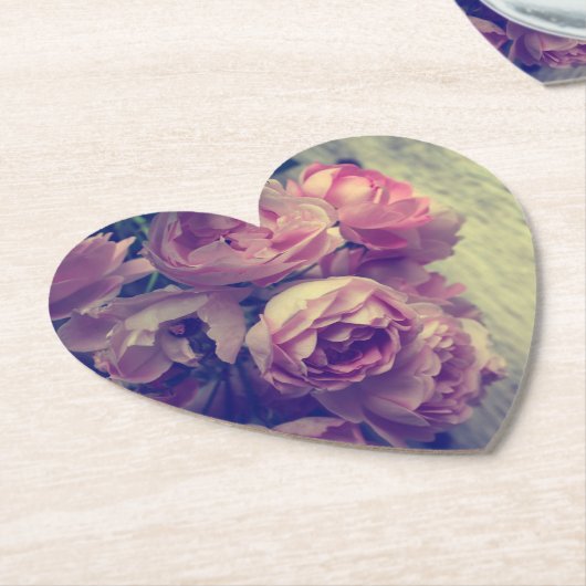 ヴィンテージスタイルピンクローズ ペーパーコースター (アングル)