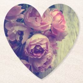 ヴィンテージスタイルピンクローズ ペーパーコースター