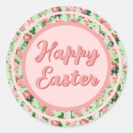 ヴィンテージスタイルピンクローズ ラウンドシール (正面)