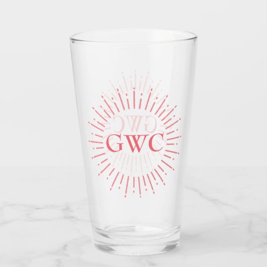 ヴィンテージスタイルピンク日が差すことカスタムモノグラム タンブラーグラス (裏面)