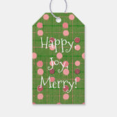 ヴィンテージスタイルピンク水玉模様グリーンギフトラベル ギフトタグ (正面)