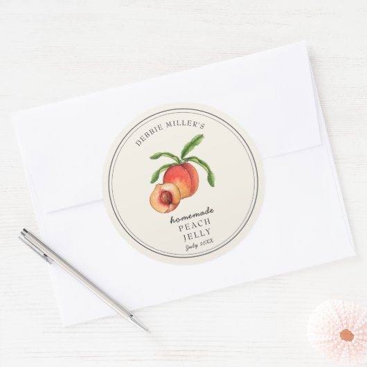 ヴィンテージスタイルピーチオンオフホワイトゼリー瓶 ラウンドシール (封筒)