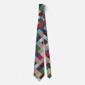 ヴィンテージスタイルファブリックデザインカラフルパッチワーク ネクタイ (正面)