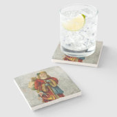 ヴィンテージスタイルファーザークリスマスサンタクロース ストーンコースター (横)