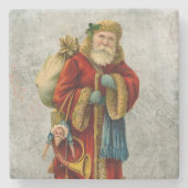 ヴィンテージスタイルファーザークリスマスサンタクロース ストーンコースター (正面)