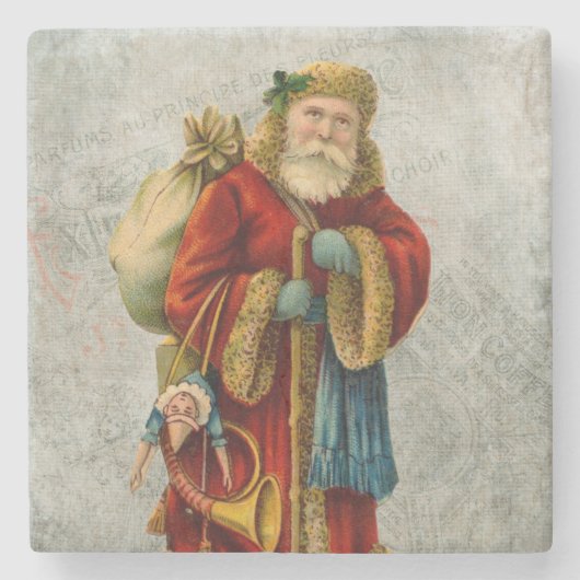 ヴィンテージスタイルファーザークリスマスサンタクロース ストーンコースター (正面)