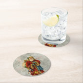 ヴィンテージスタイルファーザークリスマスサンタクロース ラウンドペーパーコースター (インサイチュ)