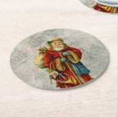 ヴィンテージスタイルファーザークリスマスサンタクロース ラウンドペーパーコースター (アングル)