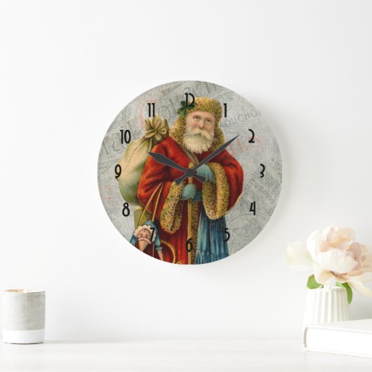 ヴィンテージスタイルファーザークリスマスサンタクロース ラージ壁時計 (ホーム)
