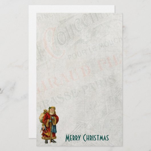 ヴィンテージスタイルファーザークリスマスサンタクロース 便箋 (正面/裏面)