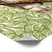 ヴィンテージスタイルフクロウの鳥が緑のポスターアートに ポスター (角)