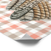 ヴィンテージスタイルフクロウバードポスターアートPlaid ポスター (角)