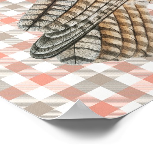 ヴィンテージスタイルフクロウバードポスターアートPlaid ポスター (角)