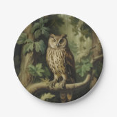 ヴィンテージスタイルフクロウ ペーパープレート (正面)