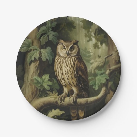ヴィンテージスタイルフクロウ ペーパープレート (正面)