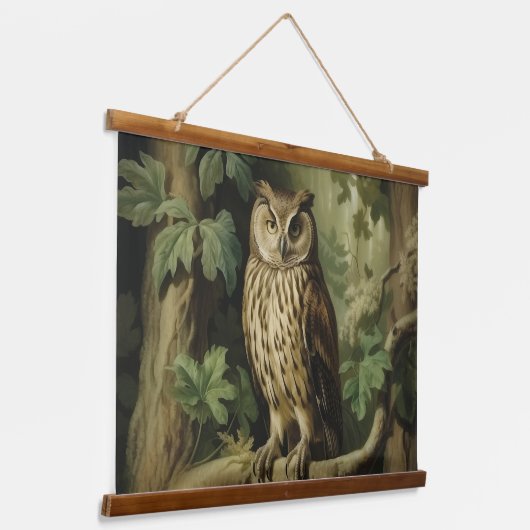 ヴィンテージスタイルフクロウ 吊り下げ型タペストリー (傾斜あり)