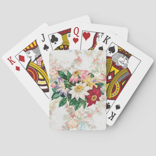 ヴィンテージスタイルフラワーブーケカラフル トランプ (裏面)