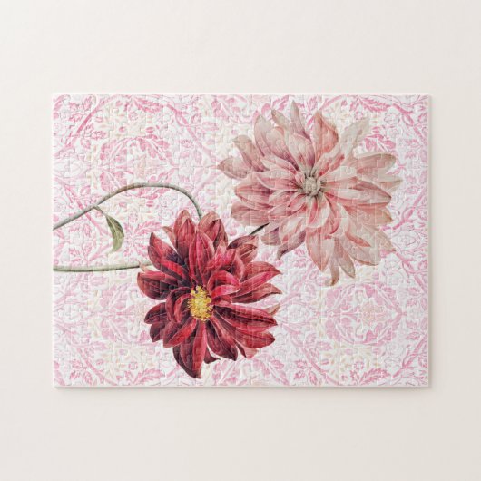 ヴィンテージスタイルフラワーペアパズル ジグソーパズル (横)