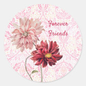 ヴィンテージスタイルフラワーペアフレンズシール ラウンドシール (正面)