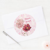 ヴィンテージスタイルフラワーペアフレンズシール ラウンドシール (封筒)