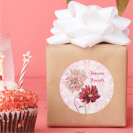 ヴィンテージスタイルフラワーペアフレンズシール ラウンドシール