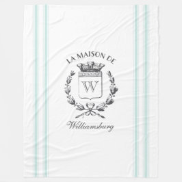 ヴィンテージスタイルフランスのアクアブルーチッキングテープクレスト フリースブランケット