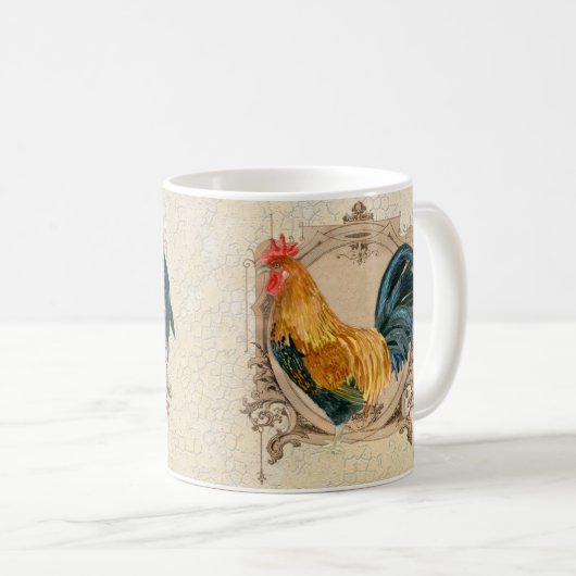 ヴィンテージスタイルフランスのカントリー素朴バーンドスター コーヒーマグカップ (正面右)