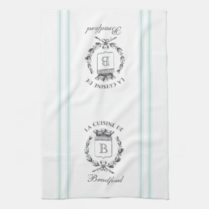 ヴィンテージスタイルフランスのサック名前をカスタムする及びモノグラム キッチンタオル