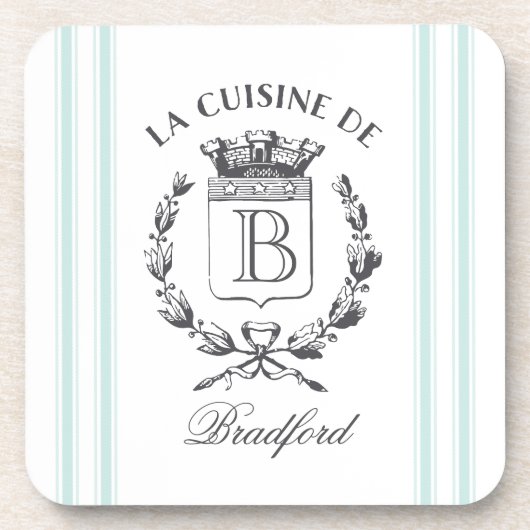 ヴィンテージスタイルフランスのサック名前をカスタムする及びモノグラム コースター (正面)